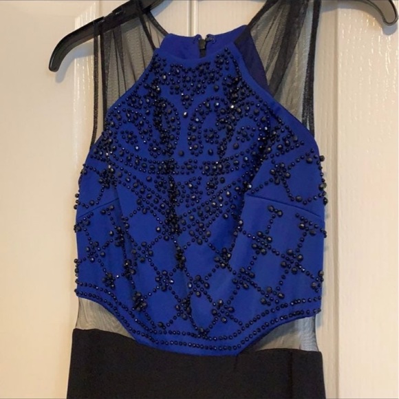 Blue and black Formal dress with beaded top - Picture 4 of 6
